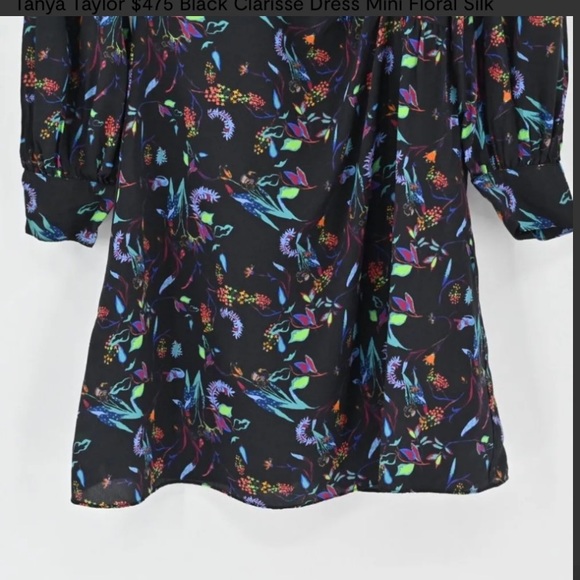 Tanya Taylor Black Clarisse Long Sleeve Silk Dress Size 4 - Picture 6 of 14